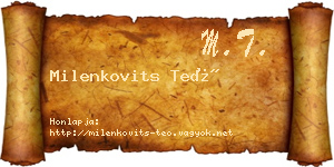 Milenkovits Teó névjegykártya